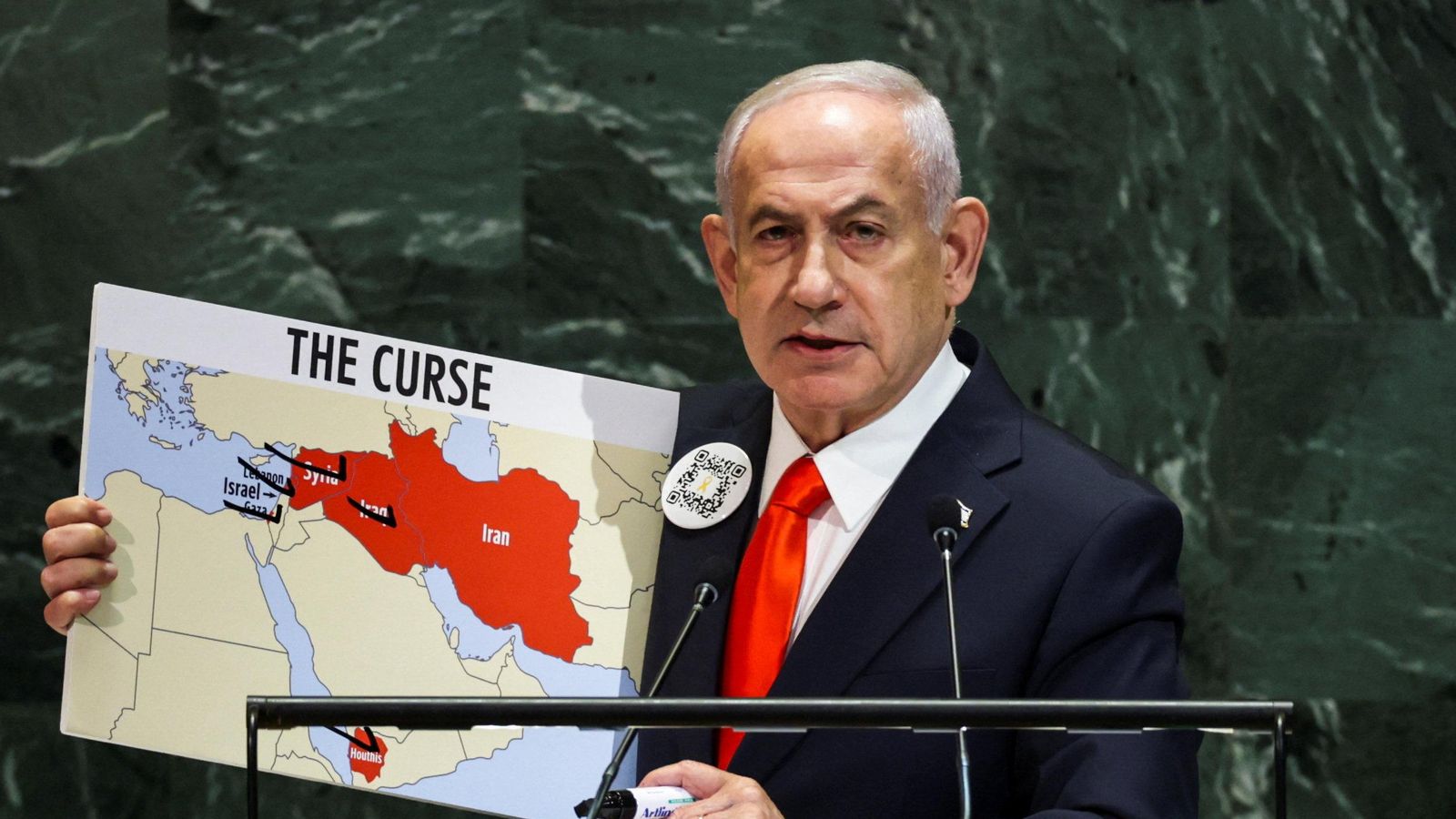 Netanyahu exhibix un mapa davant del plenari este divendres