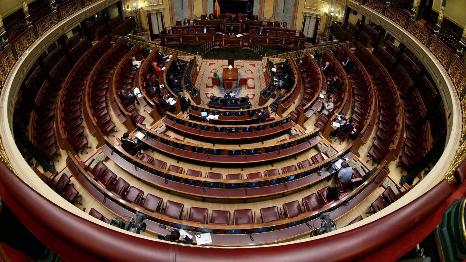 Imatge del Congrés pràcticament buit per les mesures preventives contra la Covid-19 en la sessió del passat 18 de març
