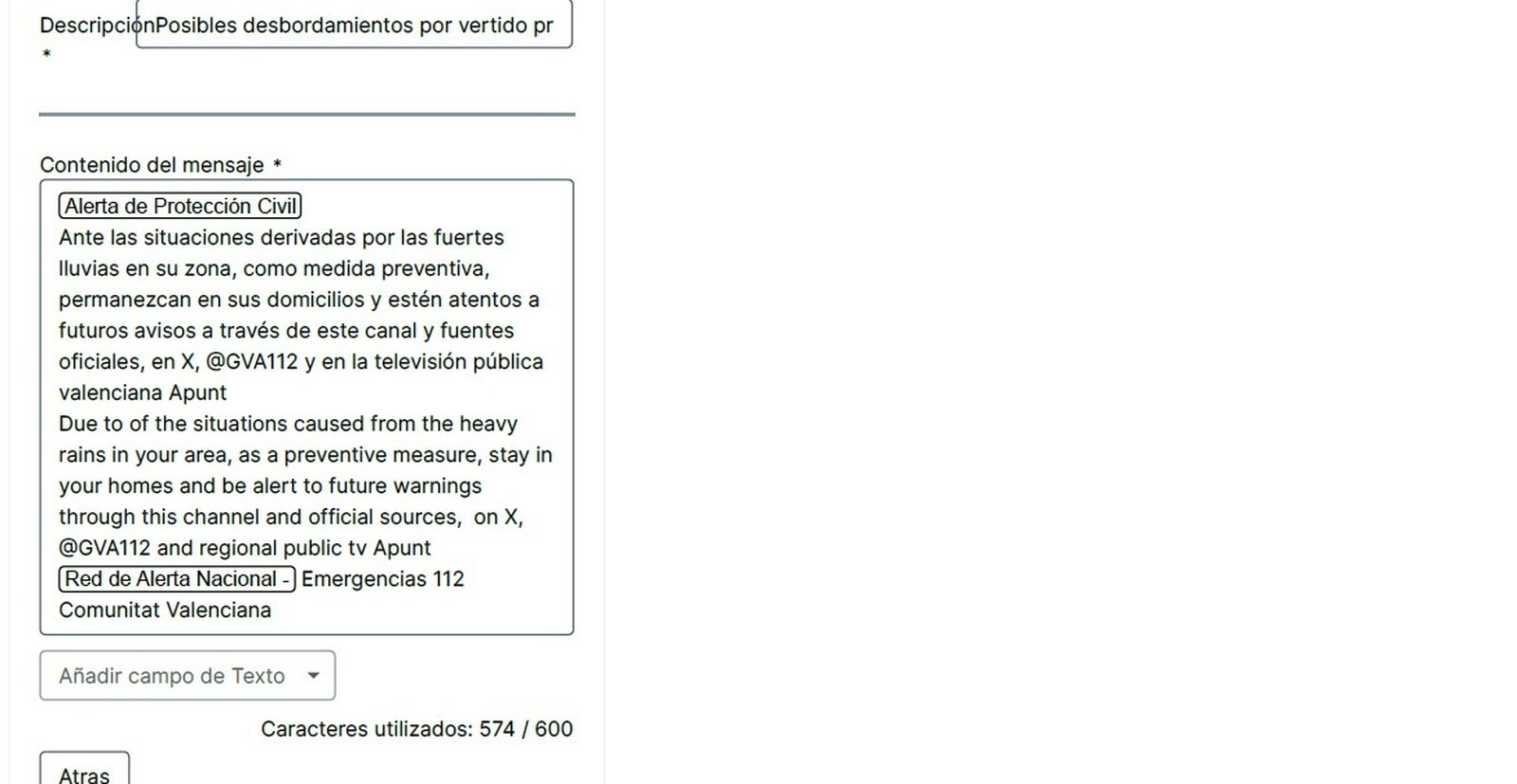 Emergències entrega a la jutgessa de la dana l’esborrany de l’ES-Alert que no es va enviar el 29-O