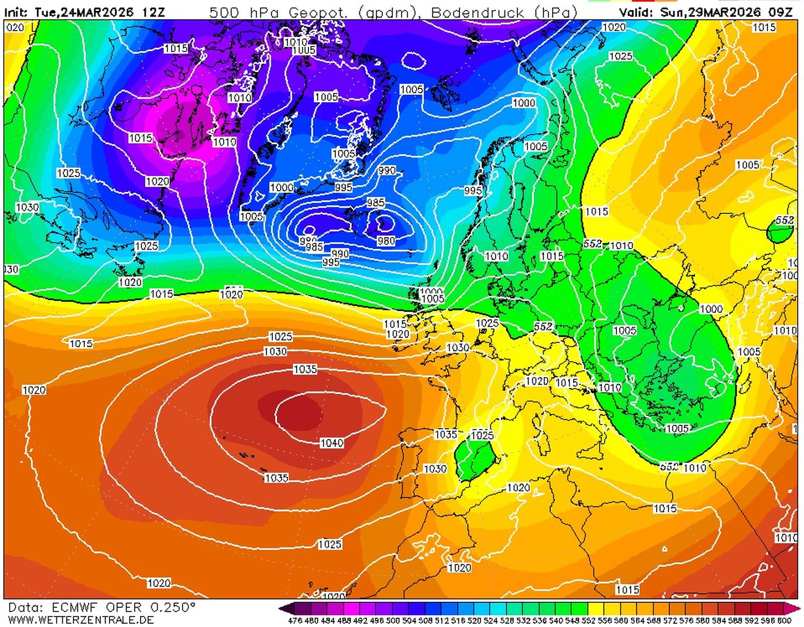 Previsió de la gota freda diumenge 29 d'acord amb ECMWF