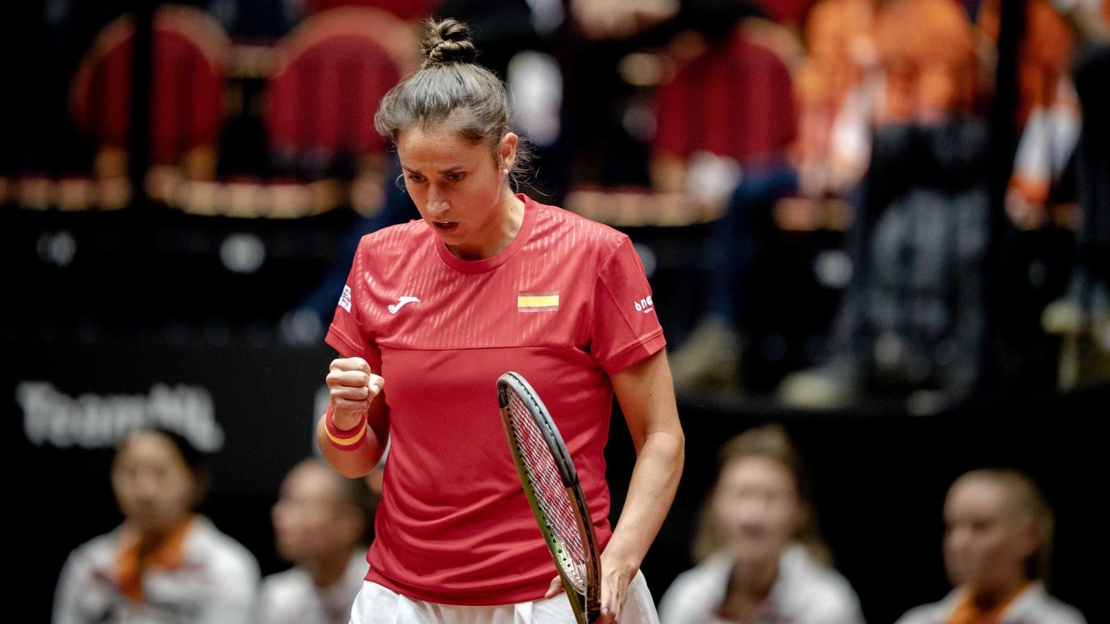 Sara Sorribes celebra un punt