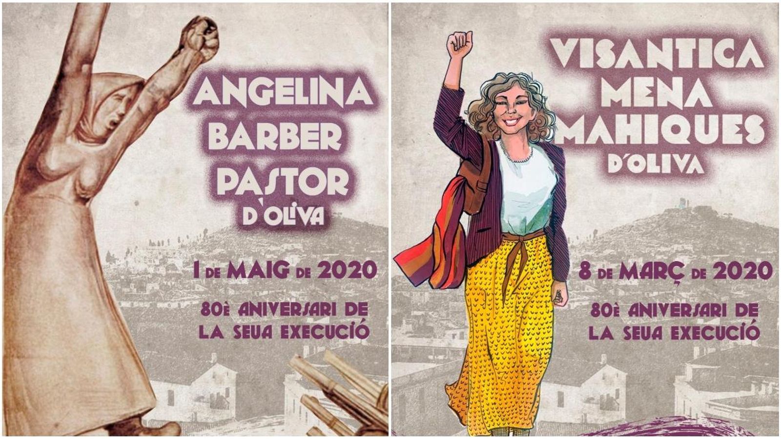 Il·lustracions de les veïnes d’Oliva Vicentica (autora: Mai Hidalgo) i Angelina
