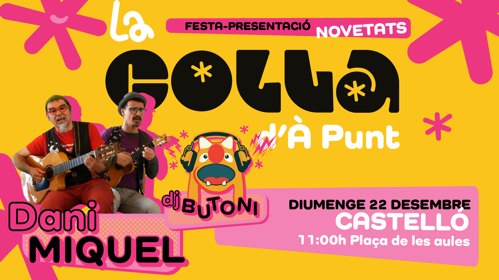 Cartell presentació de la Festa de La Colla d'À Punt a Castelló de la Plana, diumenge 22 de desembre