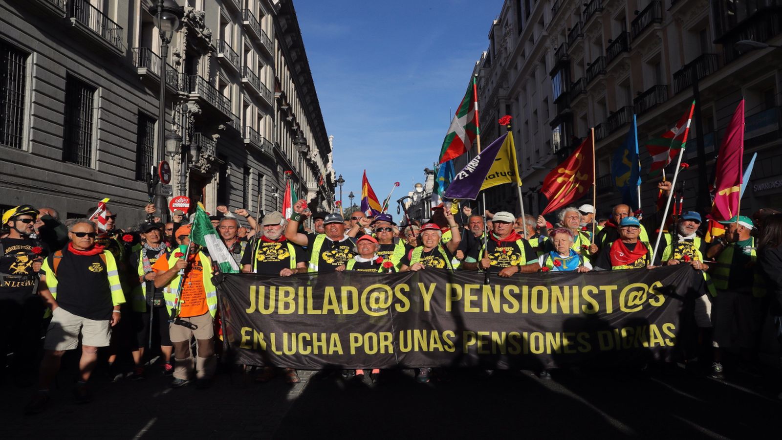 Alguns dels manifestants que ahir dimarts van aplegar a Madrid per a participar en les protestes