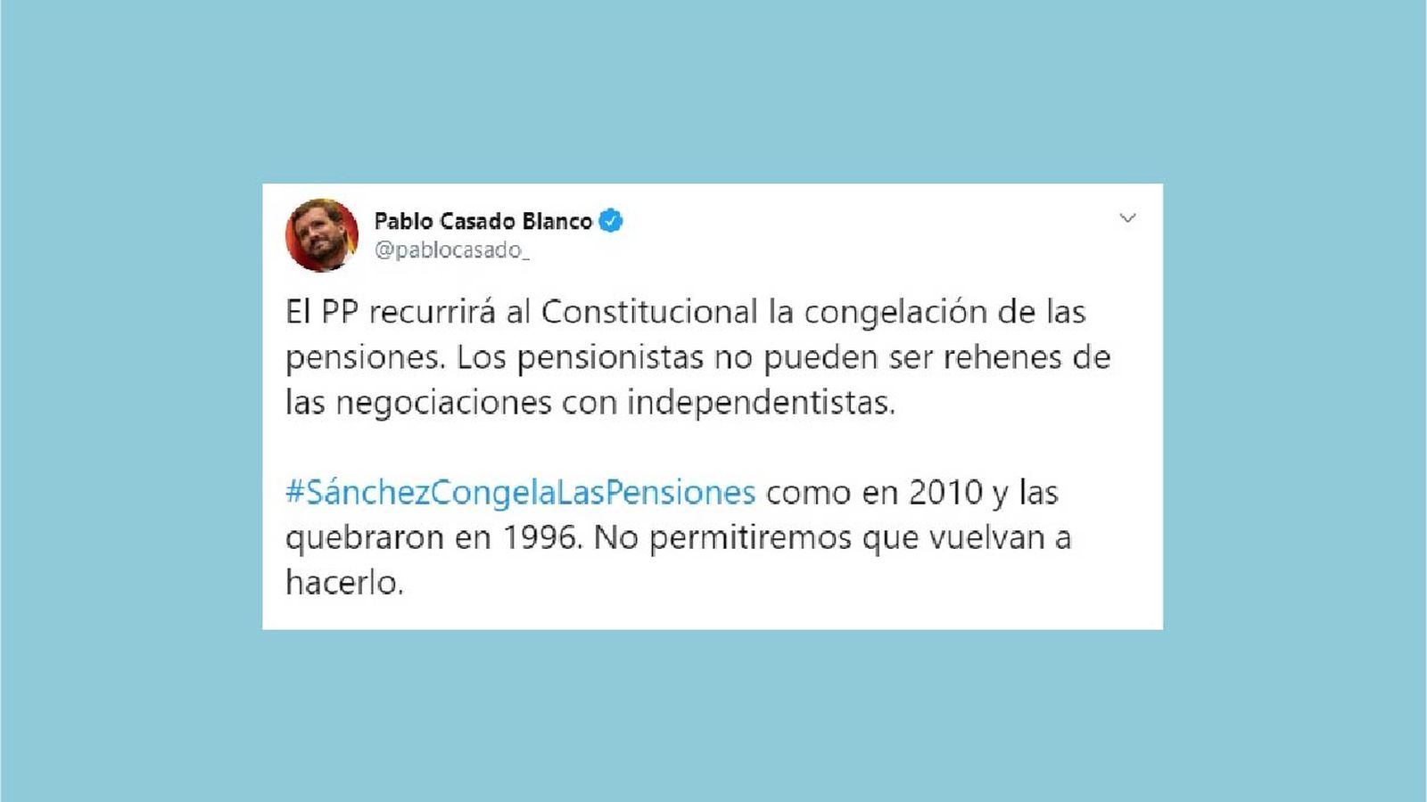 El PP recorrerà en el Tribunal Constitucional contra la congelació de les pensions