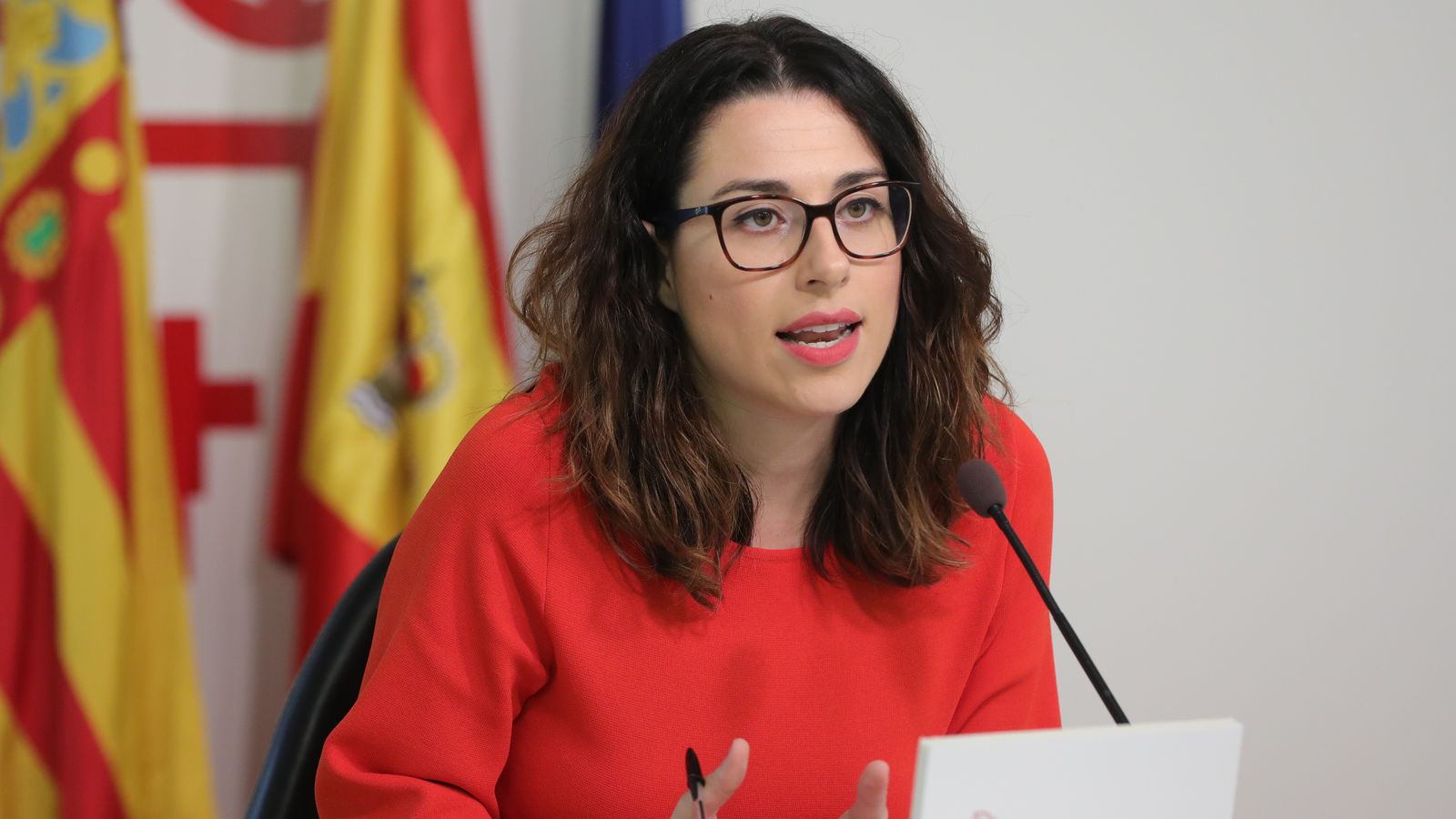 La vicepresidenta del Consell, Aitana Mas, en la roda de premsa d'aquest divendres