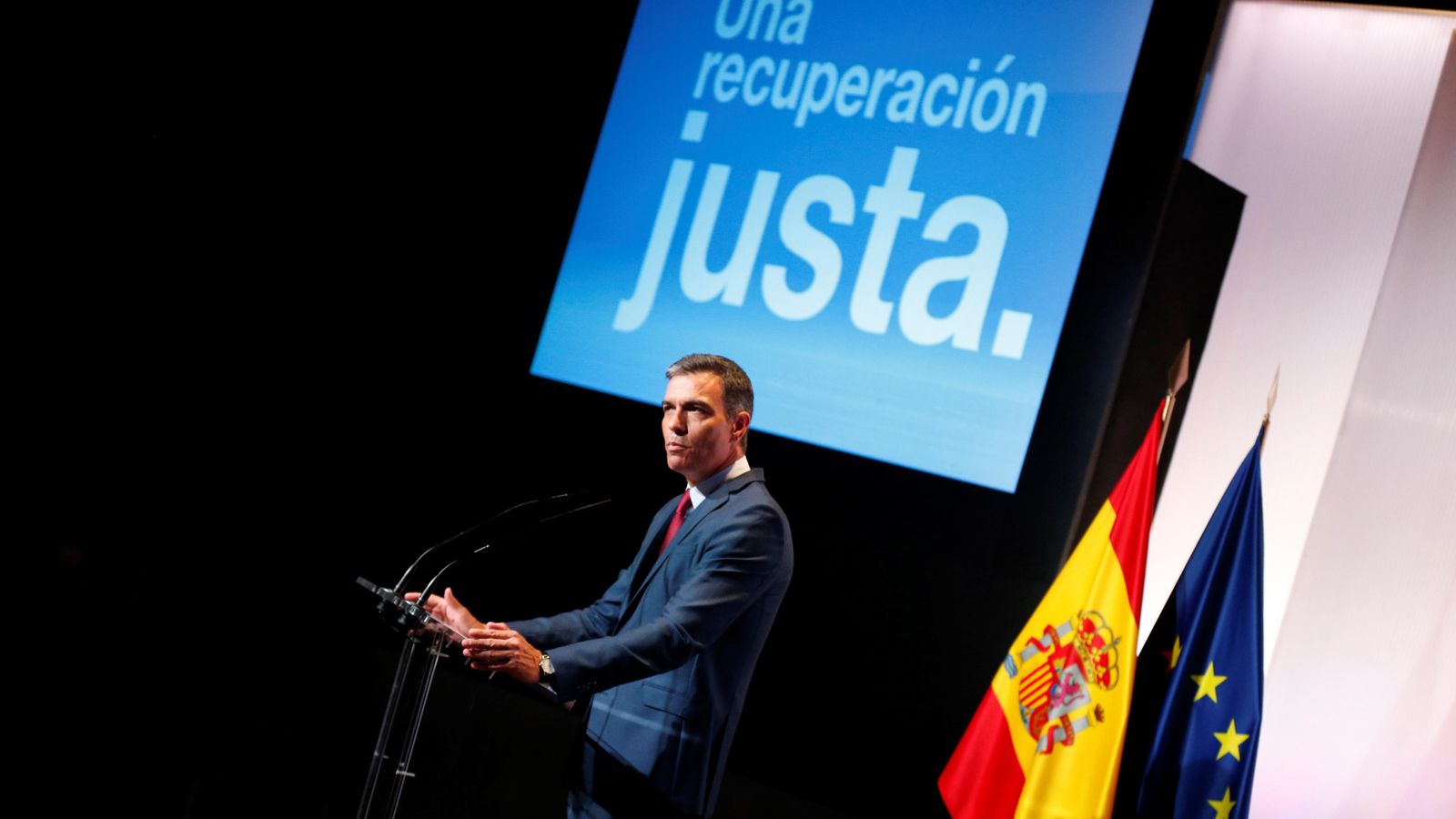 El president del govern, Pedro Sánchez, durant l'acte aquest dimecres a Madrid