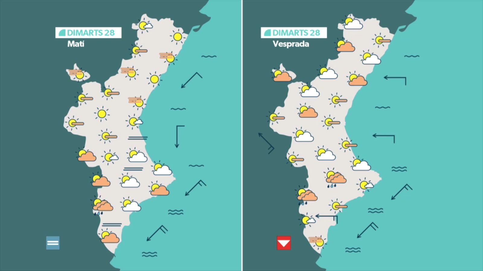 La previsió dimarts 28 d'abril