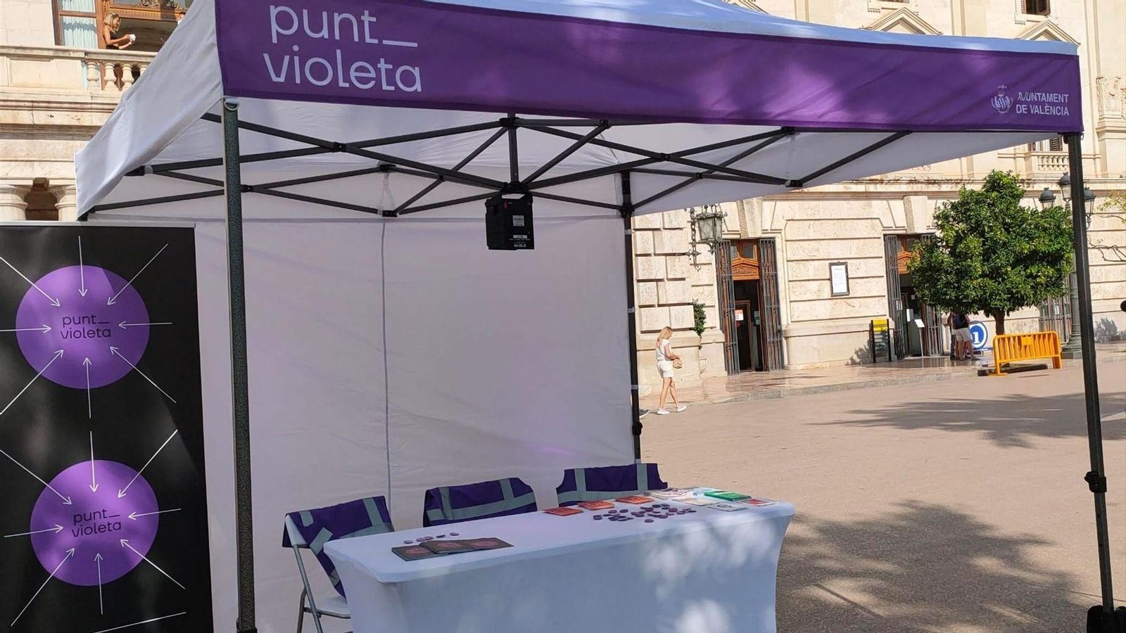 Punt violeta de l'Ajuntament de València (arxiu)