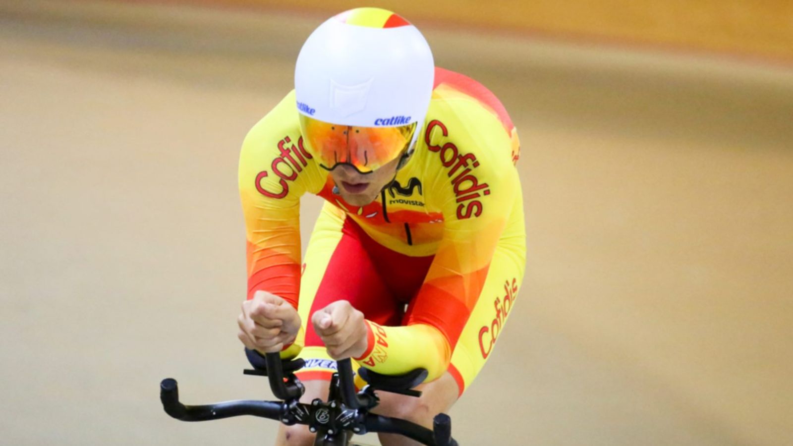 Un membre de la selecció espanyola de ciclisme en pista