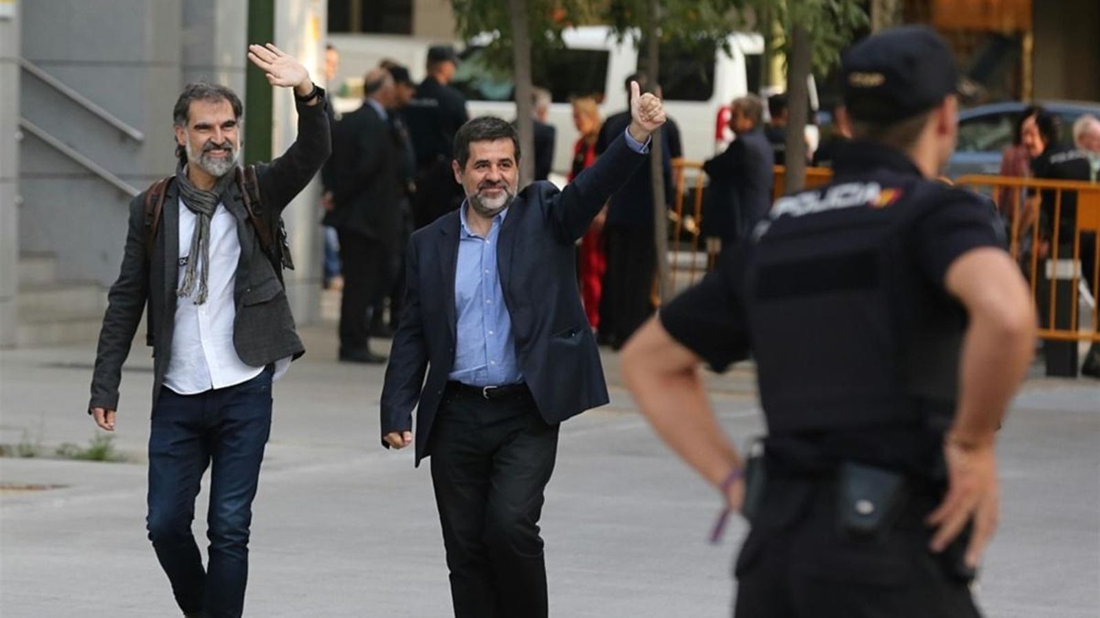 D'esquerra a dreta Jordi Cuixart (Òmnium Cultural) i Jordi Sánchez (ANC) en una imatge d'arxiu