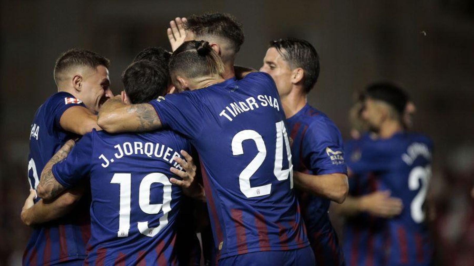 Els jugadors de l'equip d'Elda celebren un dels gols Els jugadors de l'equip d'Elda celebren un dels gols