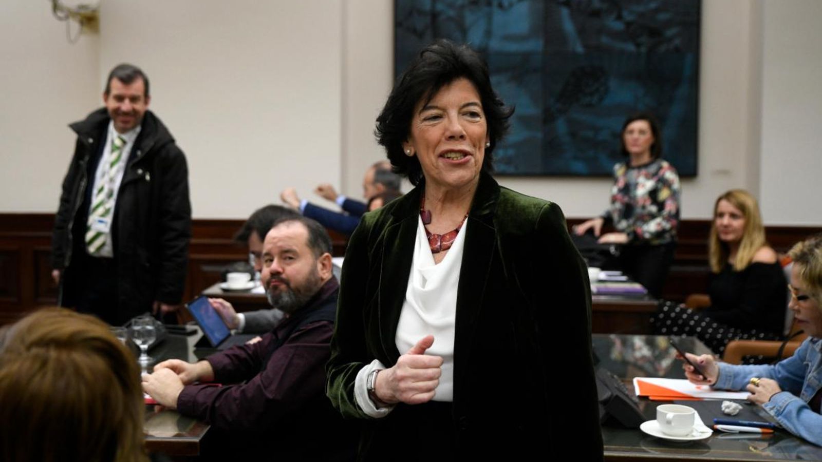 La ministra d'Educació i Formació Professional, Isabel Celaá, en la comissió d'educació i FP del Congrés