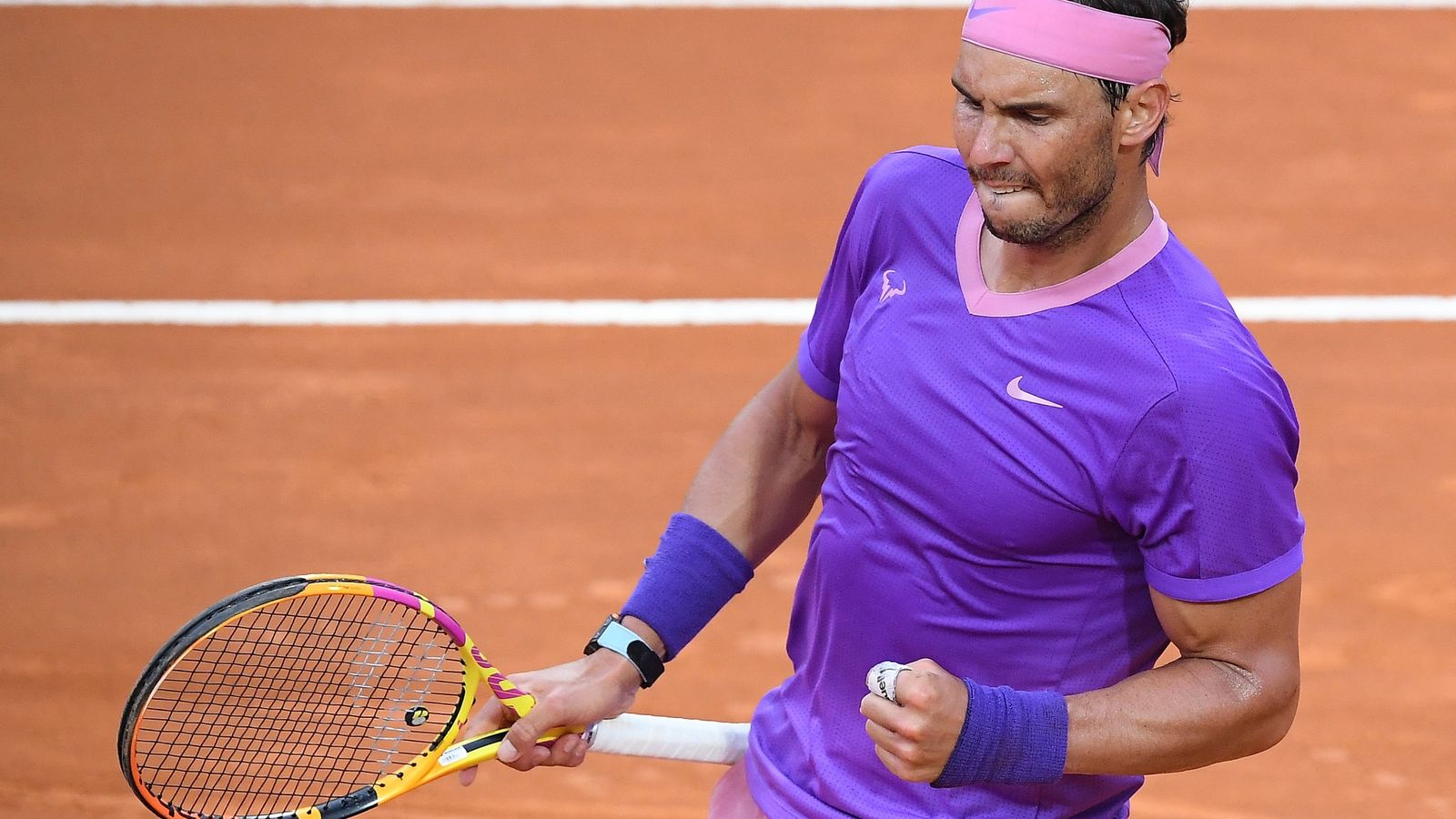 Nadal celebra un punt en la final de Roma