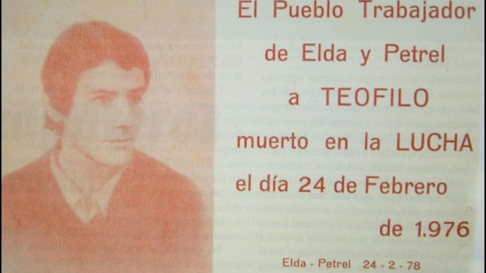 El jove Teófilo del Valle, mort a Elda el 24 de febrer del 1976