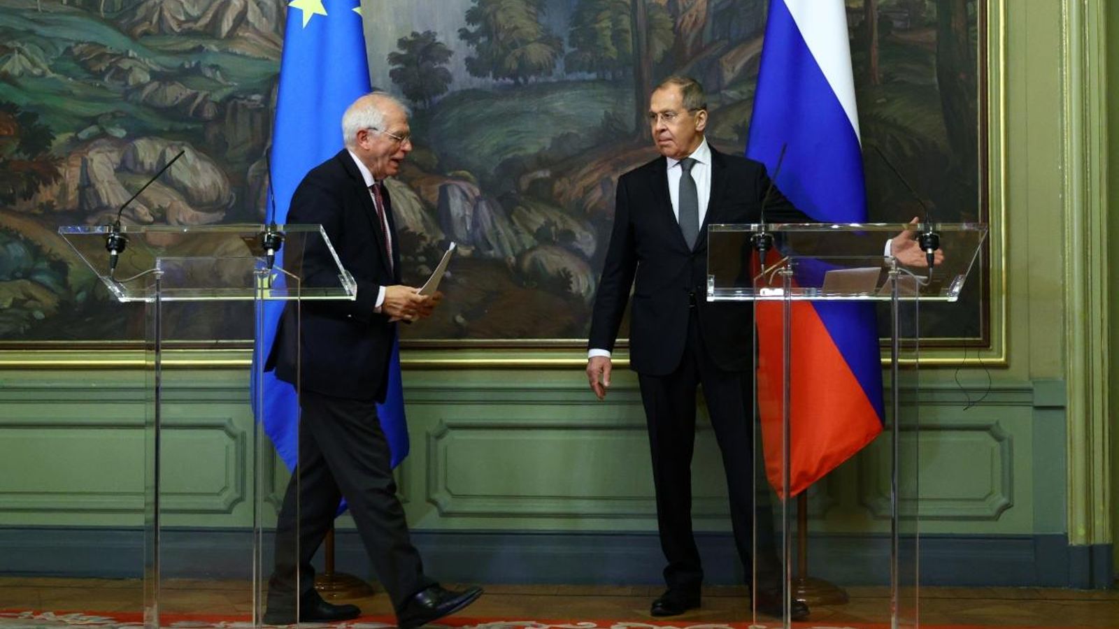 Borrell i Lavrov en la compareixença de premsa a Moscou