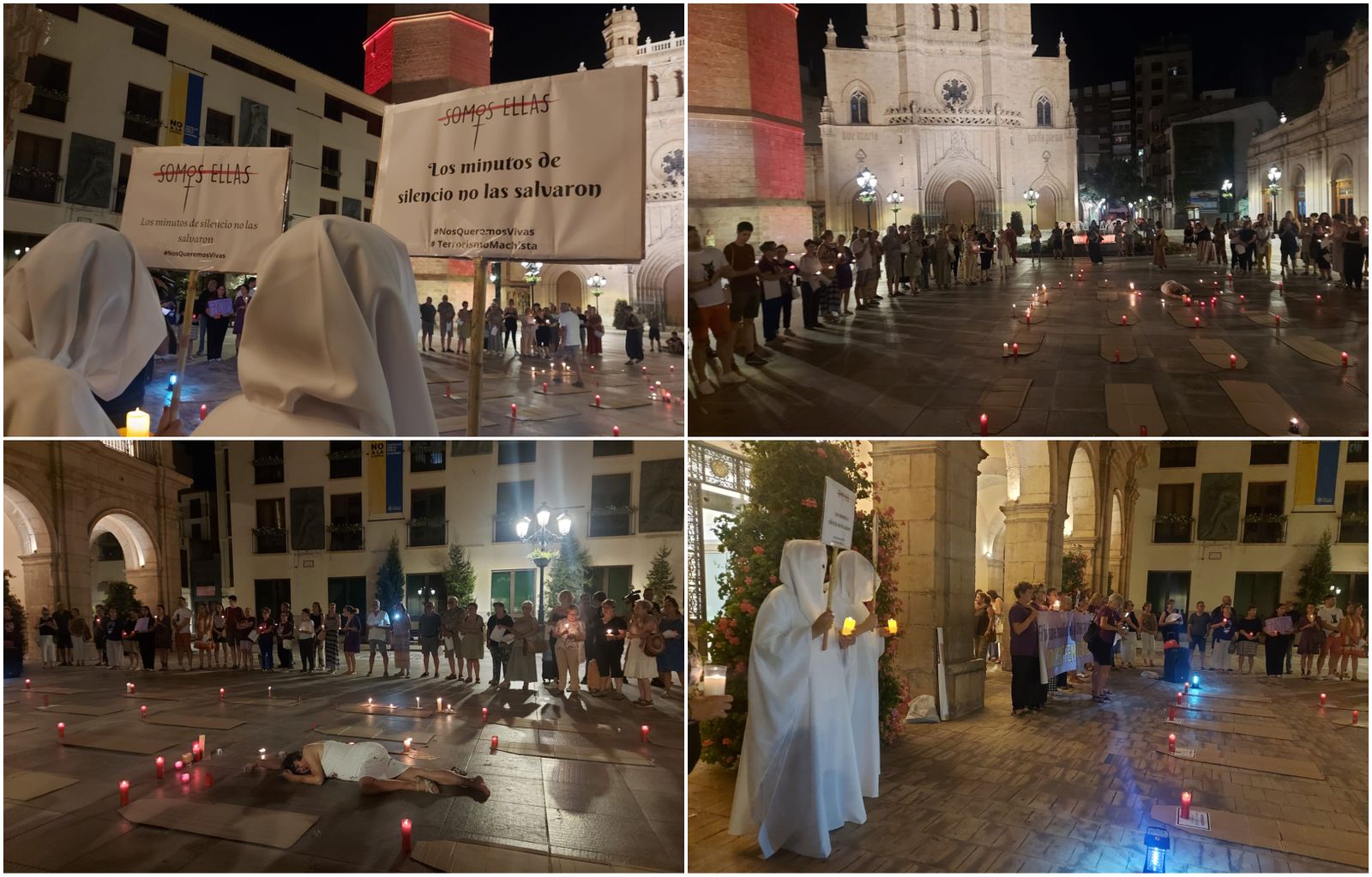 Moments de la vigília davant de l'Ajuntament de Castelló de la Plana