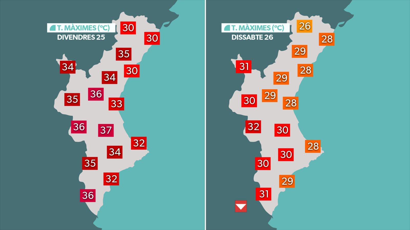 BAIXADA DE TEMPERATURES MÀXIMES