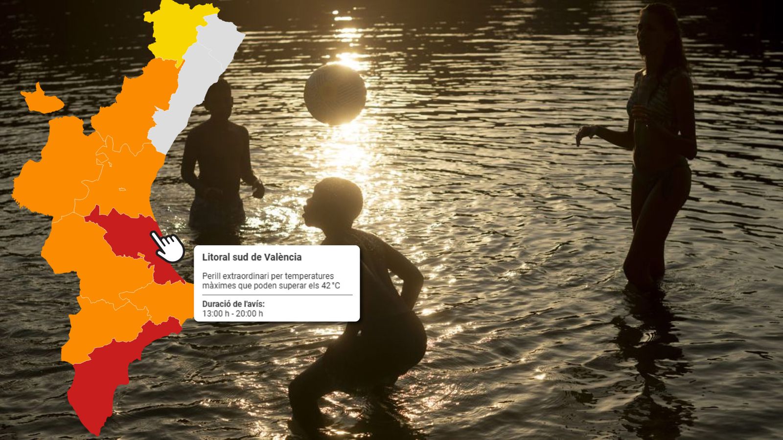 Aemet activa avisos rojos per temperatures màximes en dos zones del litoral valencià