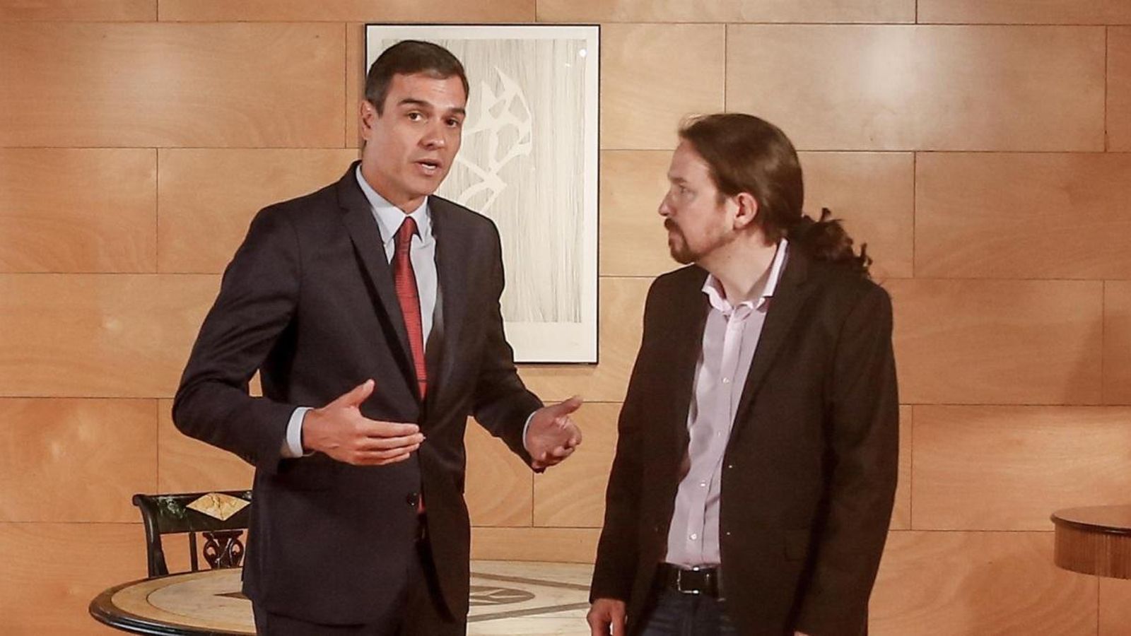 El president del govern en funcions, Pedro Sánchez, i el líder de Podem, Pablo Iglesias