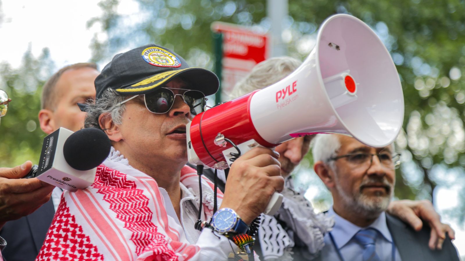 El president de Colòmbia, Gustavo Petro, durant una protesta propalestina Nova York