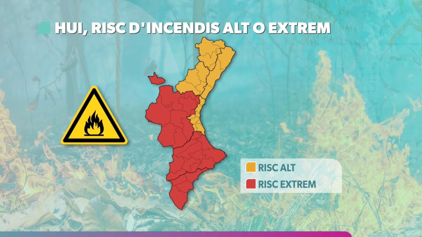 Risc d'incedis alt o extrem a la Comunitat Valenciana