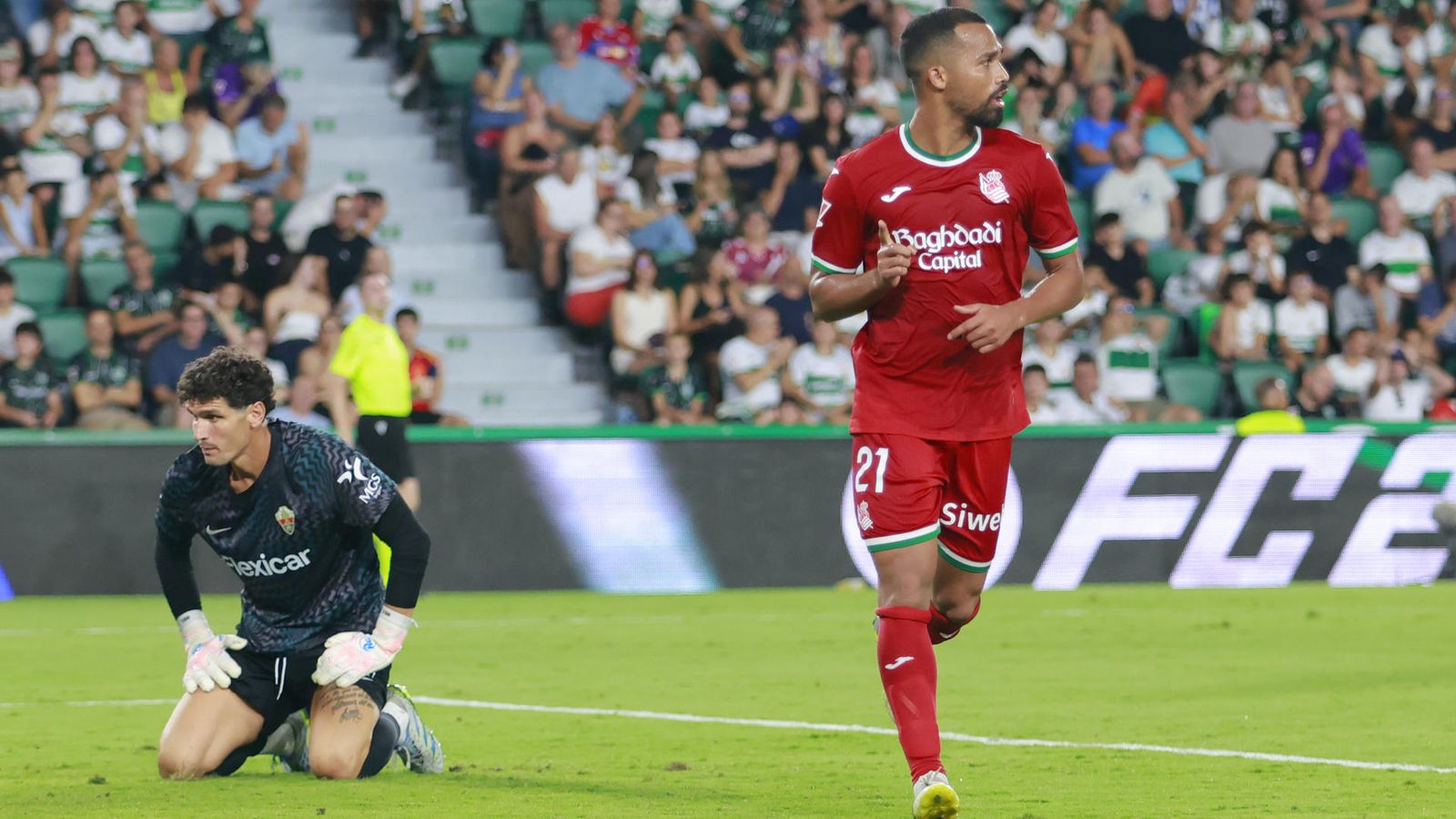 Yangel Herrera celebra el segon gol de la Reial Societat