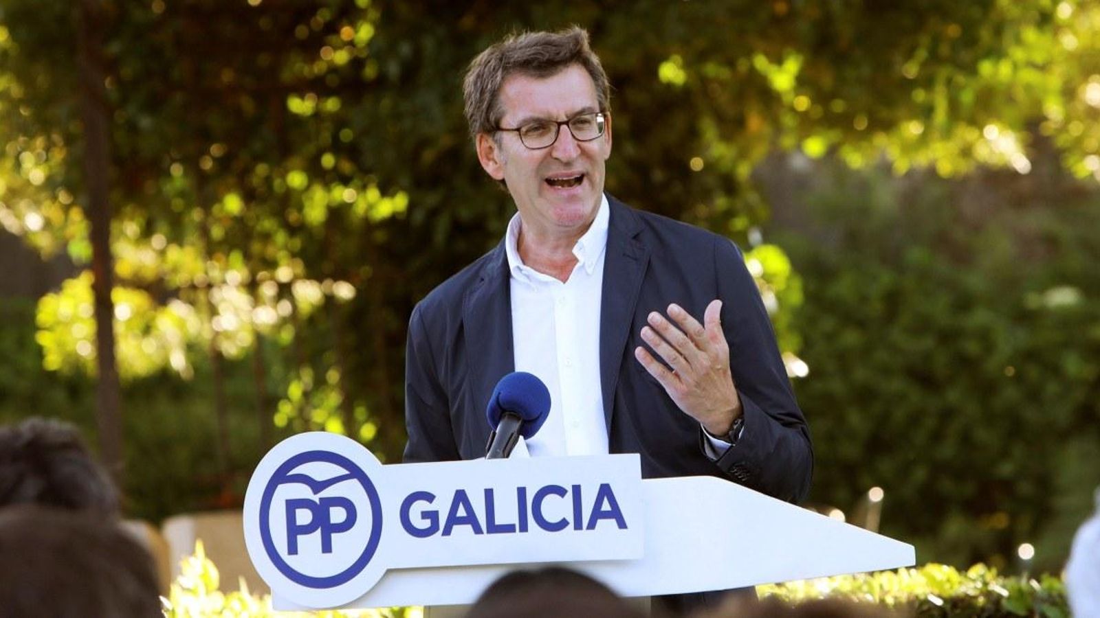 Alberto Núñez Feijóo en la roda de premsa de Santiago de Compostel·la on ha renunciat a ser president del PP