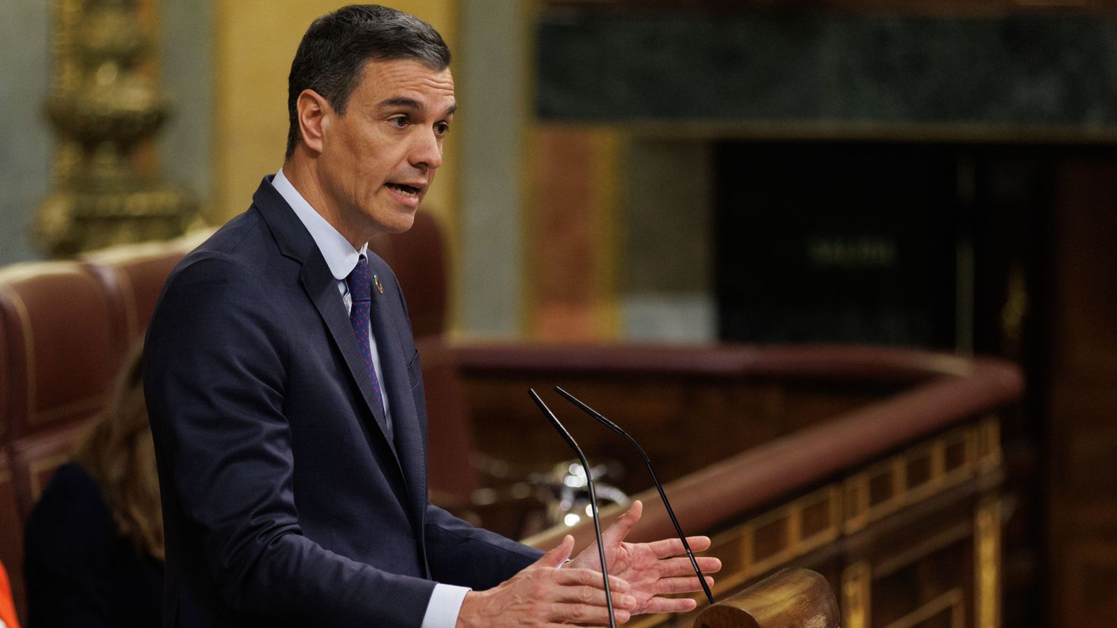 El president del govern espanyol, Pedro Sánchez, intervé durant la segona sessió de la moció de censura