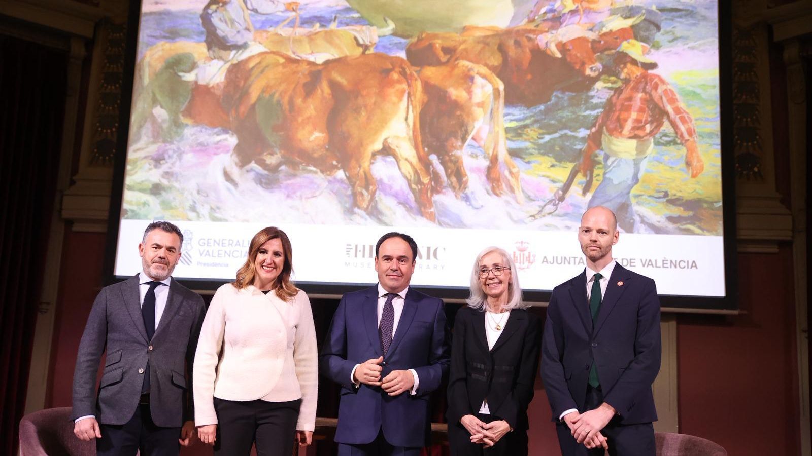 Juanfran Pérez Llorca, María José Catalá, Guillaume Kientntz i Blanca Pons-Sorolla en la presentació de la signatura de l'acord a Madrid