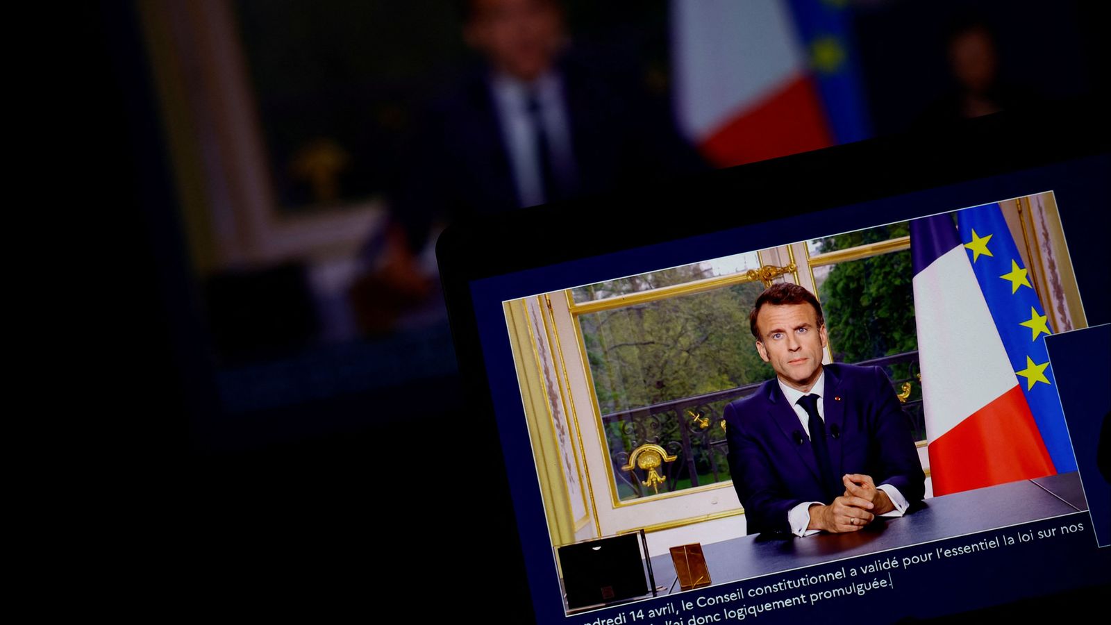 El president francés, Emmanuel Macron, durant la seua compareixença televisada