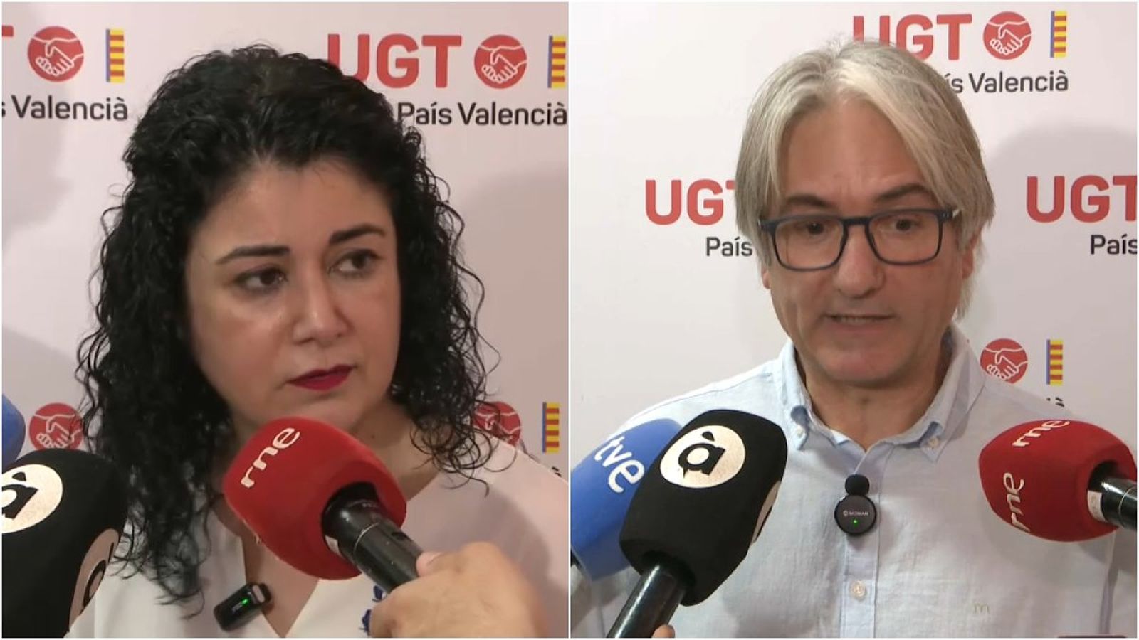 Els líders de CCOO-PV i la UGT-PV, Ana García Alcolea i Tino Calero