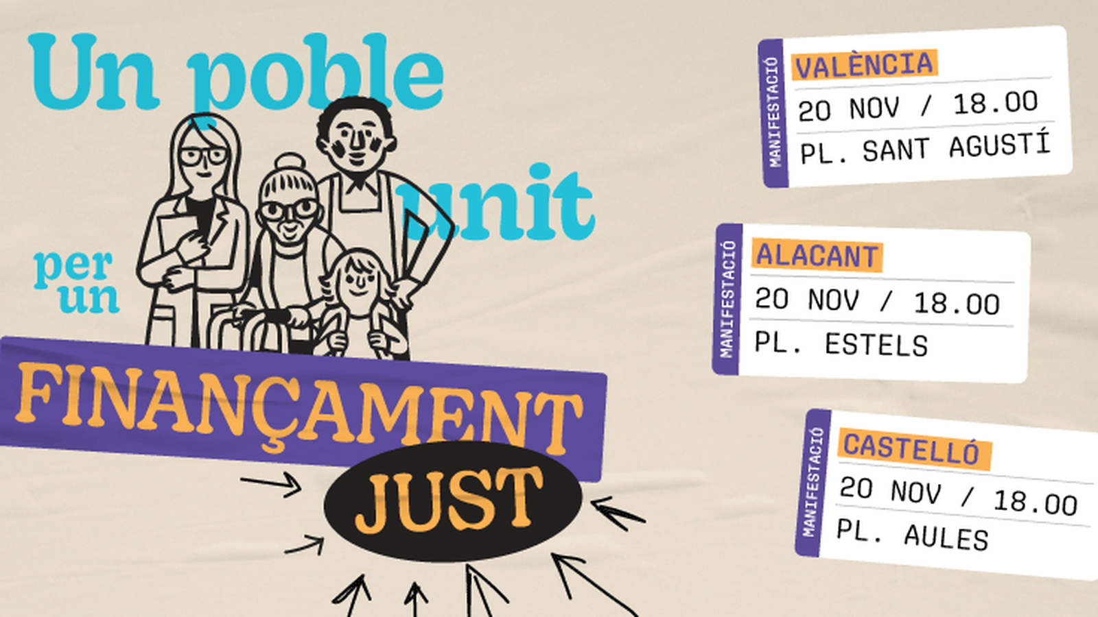 Cartell de la manifestació baix el lema 'Un poble unit per un finançament just'