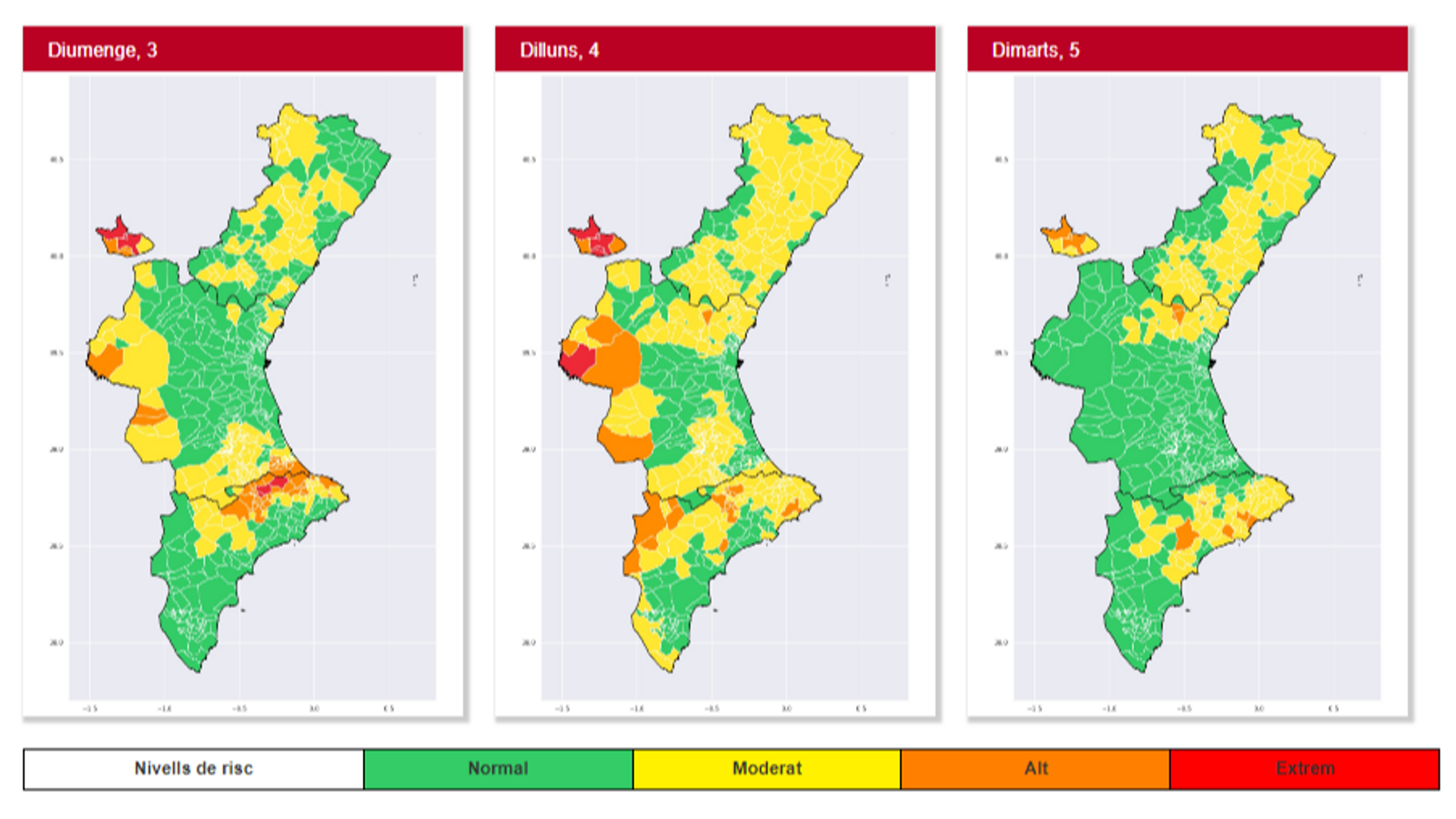 Previsió del sistema de vigilància de temperatures extremes a la Comunitat Valenciana