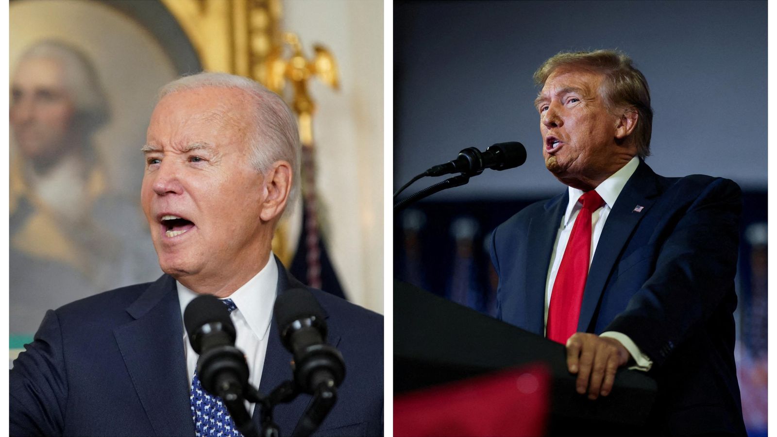 Joe Biden i Donald Trump, candidats a la presidència dels Estats Units el 5 de novembre de 2024 Joe Biden i Donald Trump, candidats a la presidència dels Estats Units el 5 de novembre de 2024