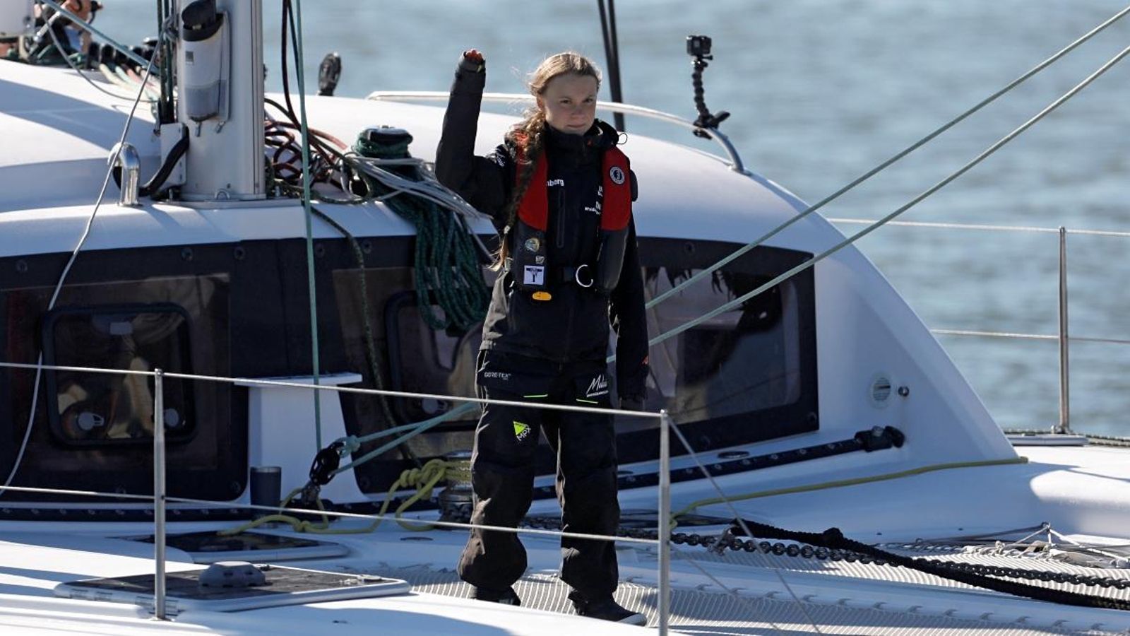 L'activista Greta Thunberg a Lisboa