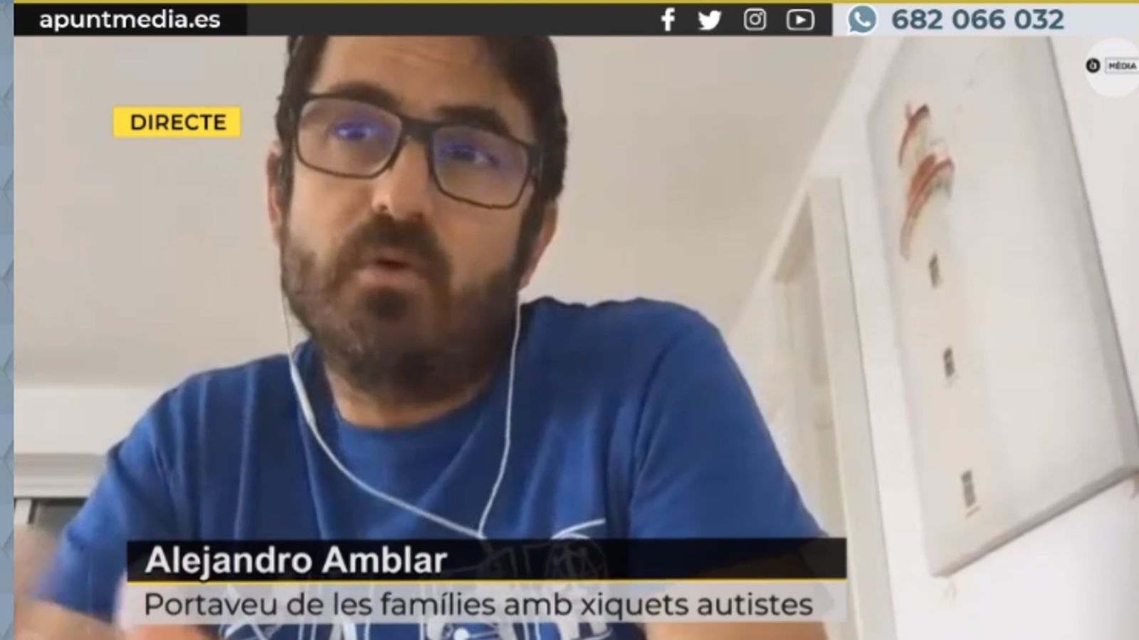 El portaveu de les famílies amb xiquets autistes, Alejandro Amblar, en una entrevista a 'Les notícies del matí'