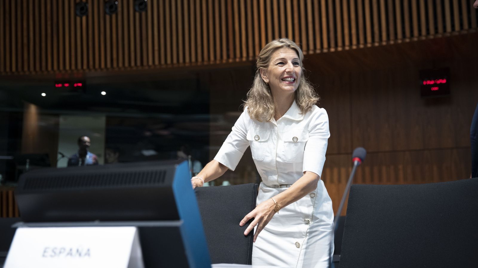 La vicepresidenta segona i Ministra de Treball, Yolanda Díaz, en una reunió del Consell de Ministres