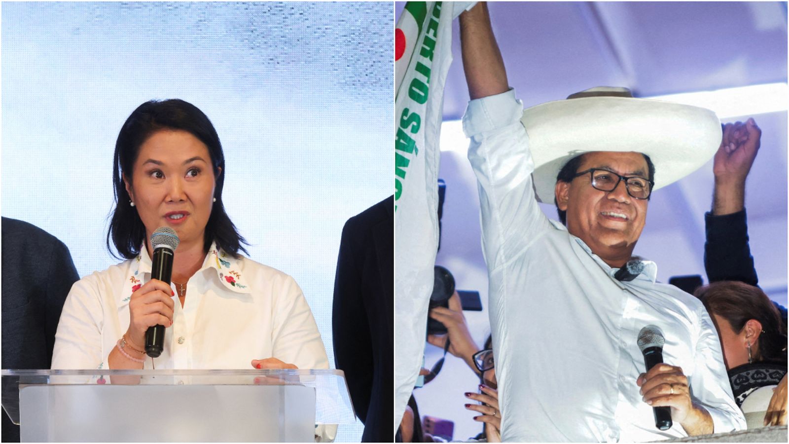 Keiko Fujimori i Roberto Sánchez, en discursos abans de conéixer els resultats definitius