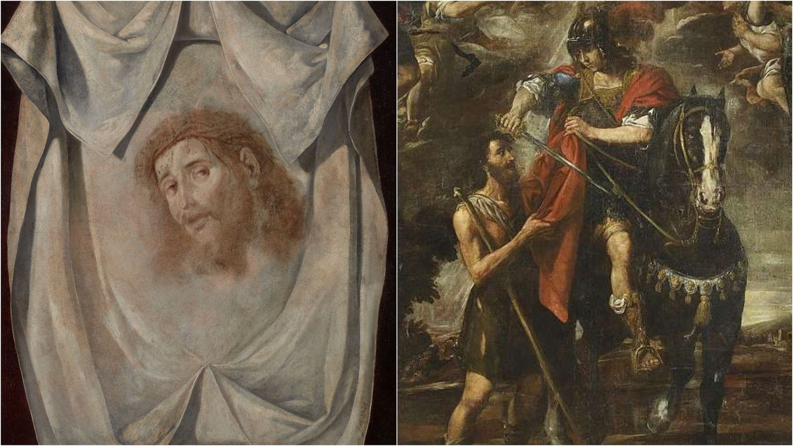 El quadre de Zurbaràn, a l'esquerre, i el de Ribalta que es podran veure al Museu de Belles Arts de València