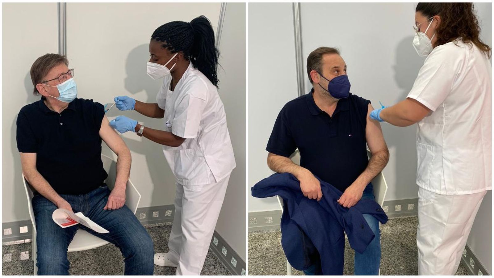 Puig i Ábalos reben la primera dosi de la vacuna d'AstraZeneca