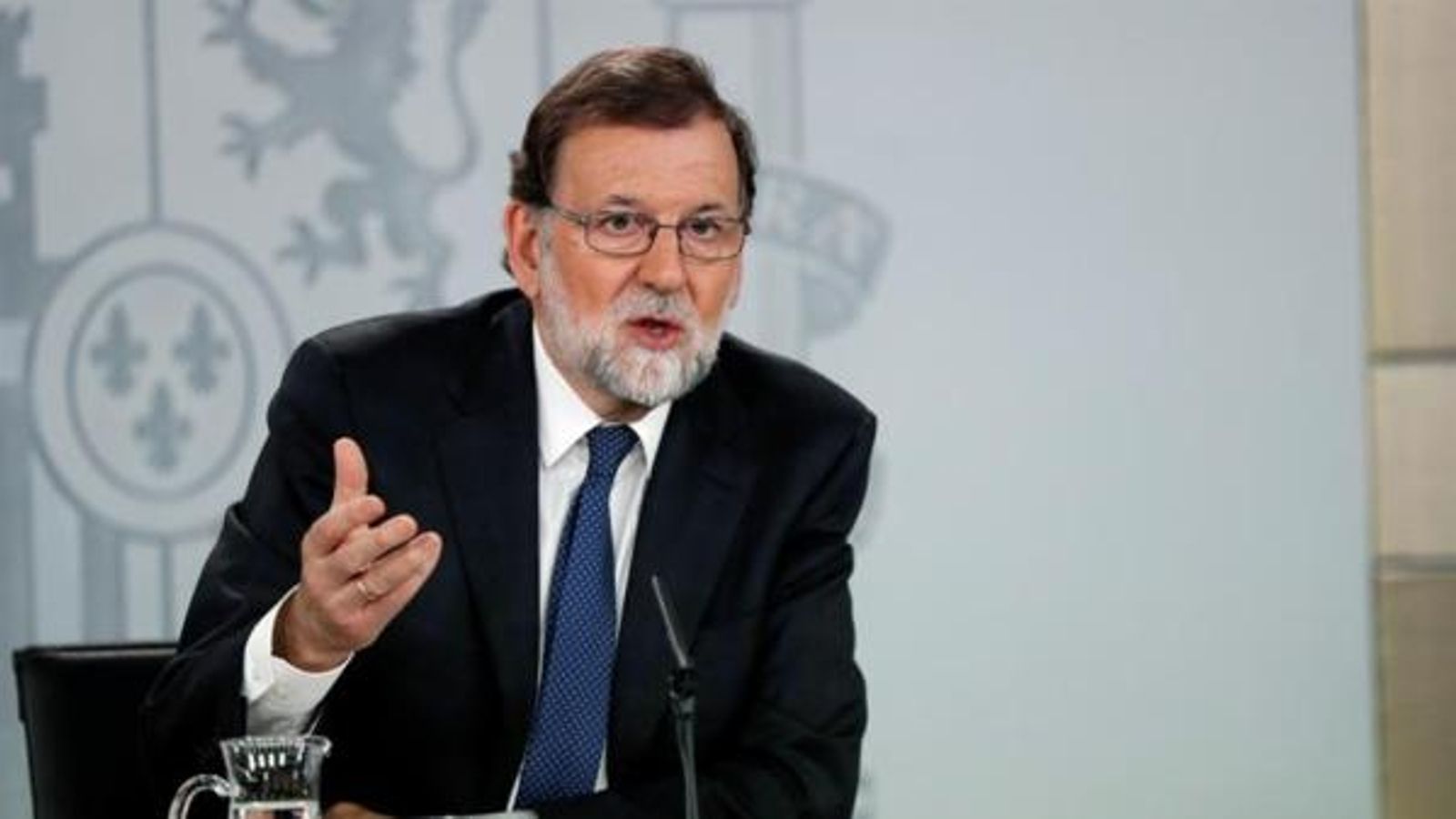 L'expresident Rajoy durant una roda de premsa