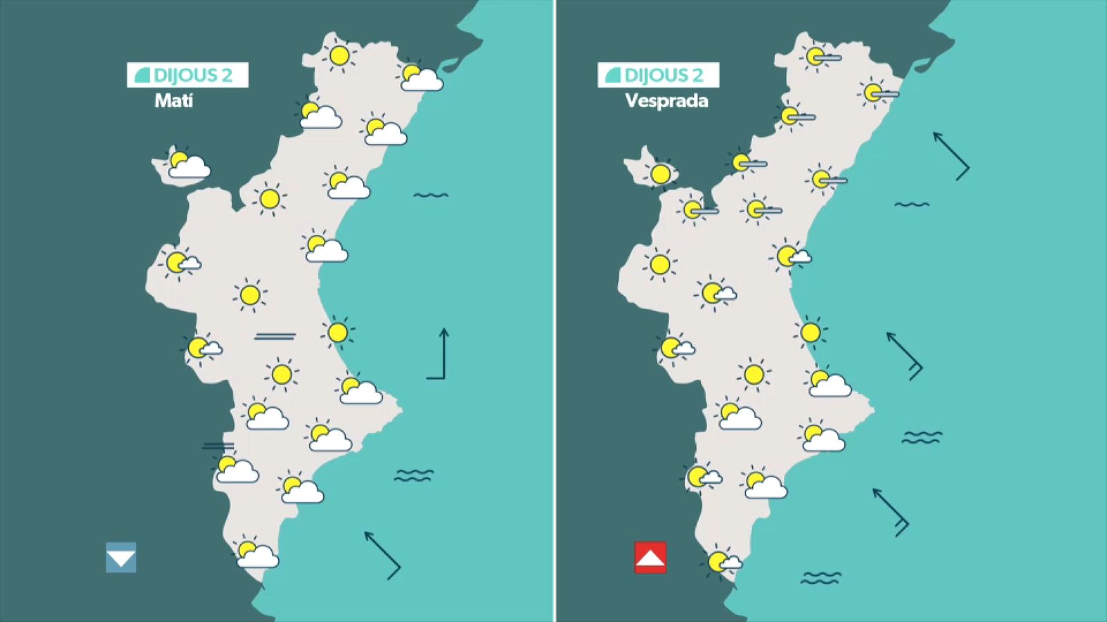 La previsió dijous 2 d'octubre