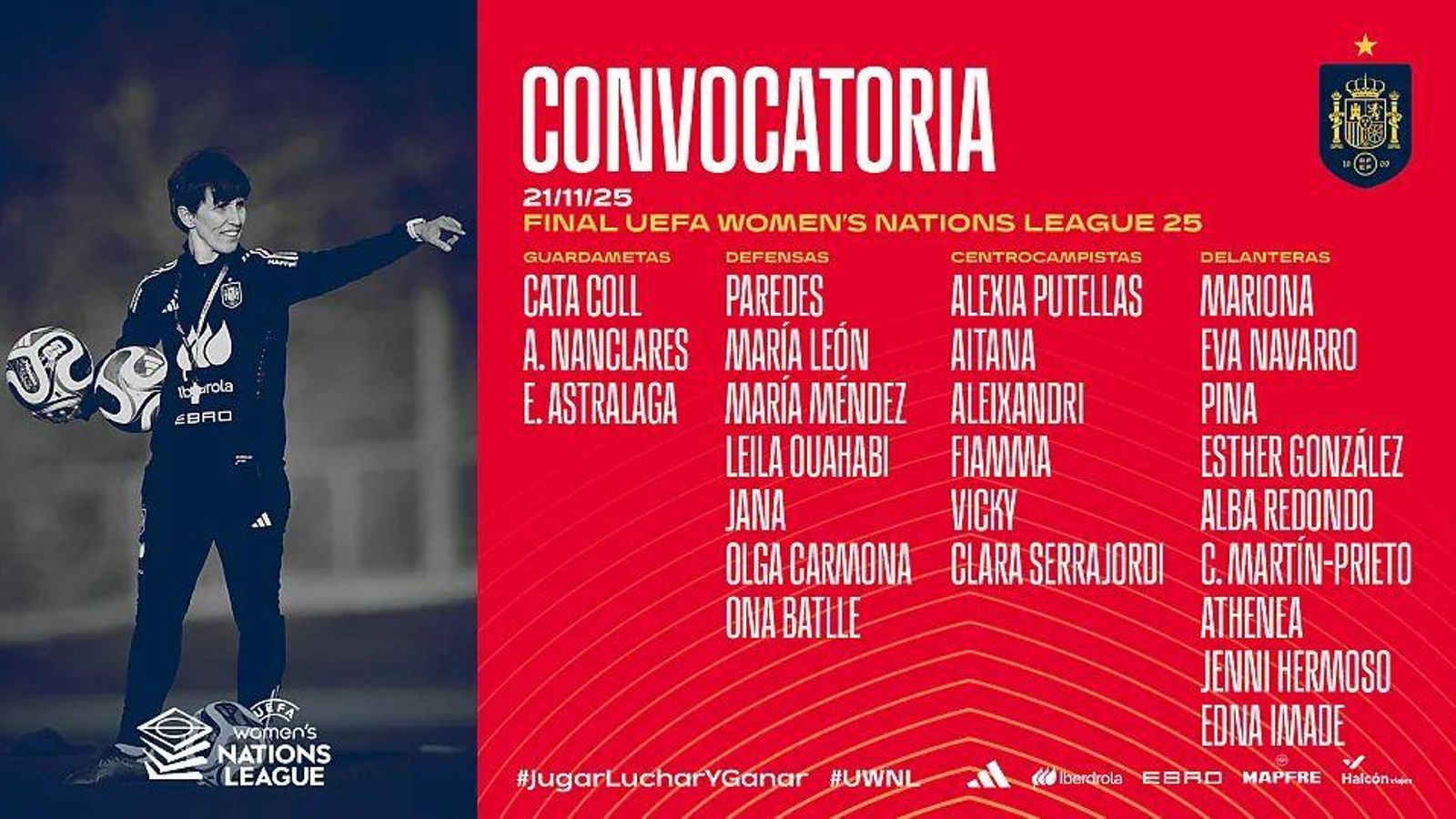 Lista de la selecció per a la final de la Nations League
