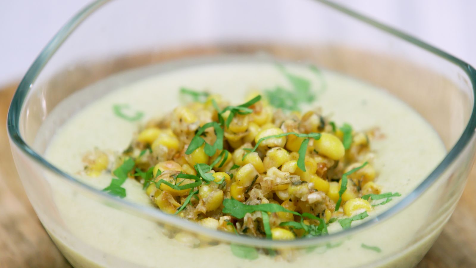 Crema de xili amb esquites rostits