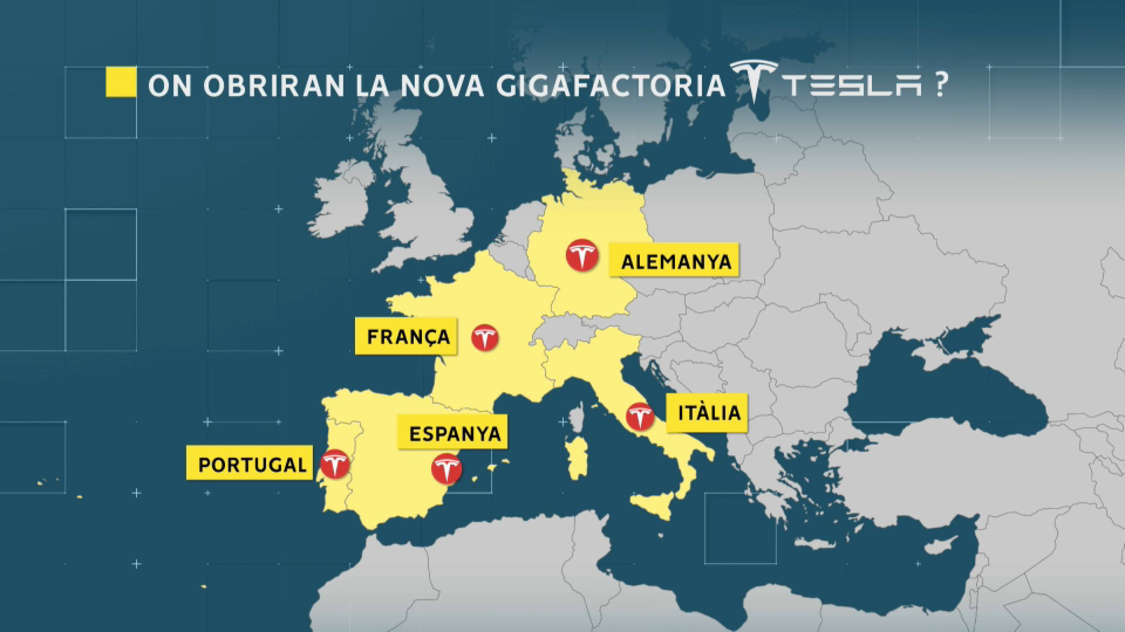 Possibles localitzacions de la nova gigafactoria de Tesla a Europa