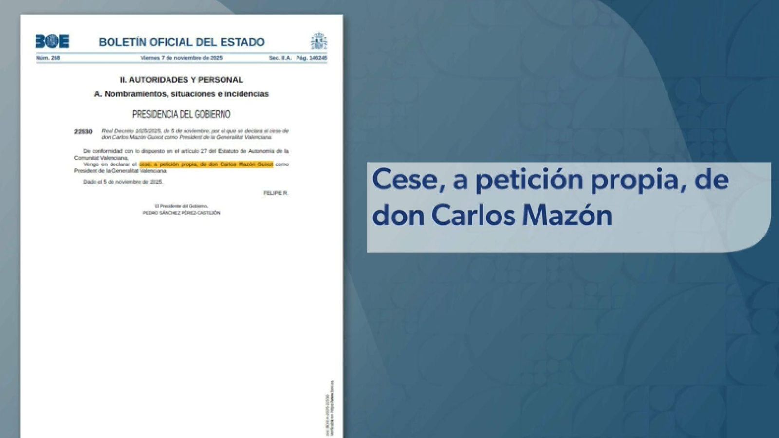 El BOE publica el cessament de Mazón