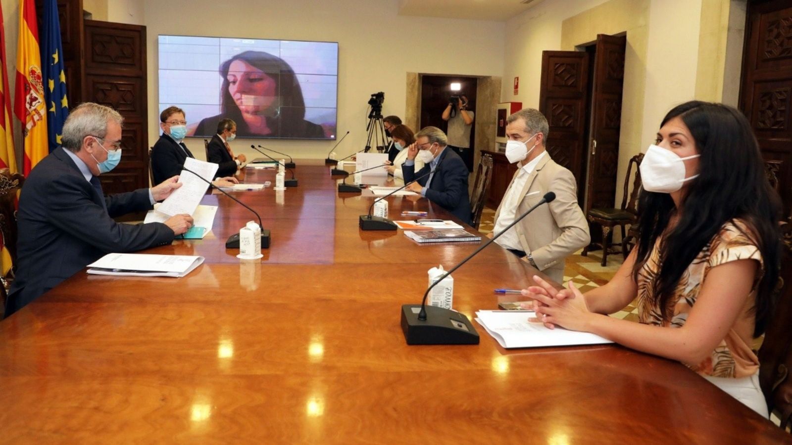 El president Puig en una reunió amb el síndics en una imatge d'arxiu