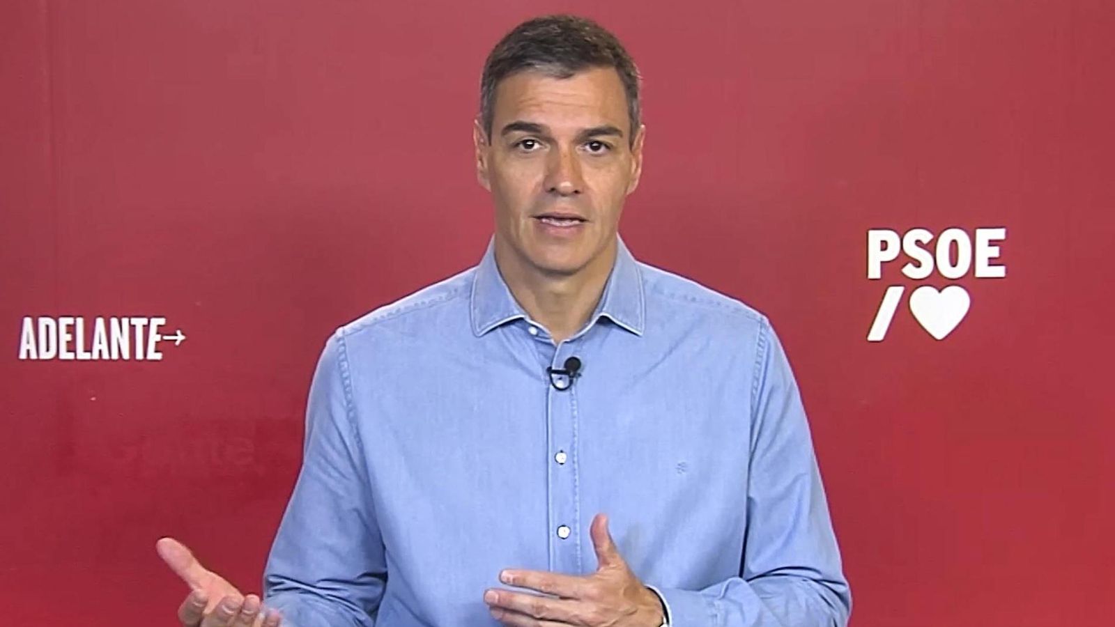 Sánchez, en un moment del discurs que ha difós en les xarxes aquest dilluns