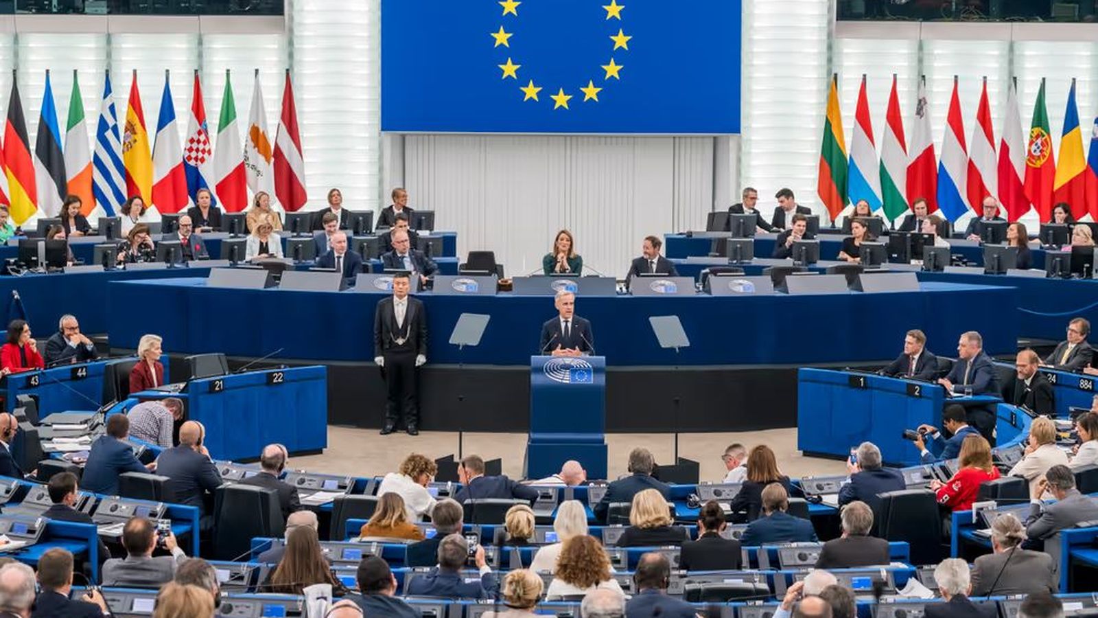 Parlament Europeu durant la sessió plenaria d'este dijous